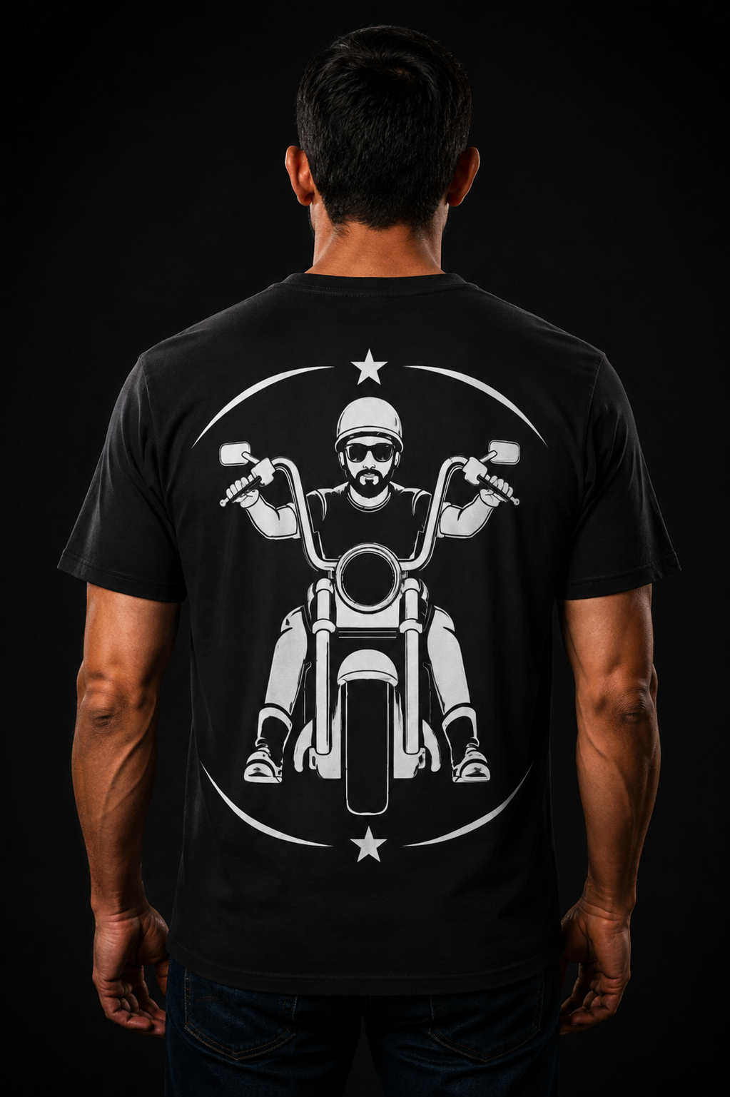 Ape Bar King reflective chopper rider graphic on black tee