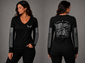 Street Beauty black long sleeve reflective tee - front and back with model