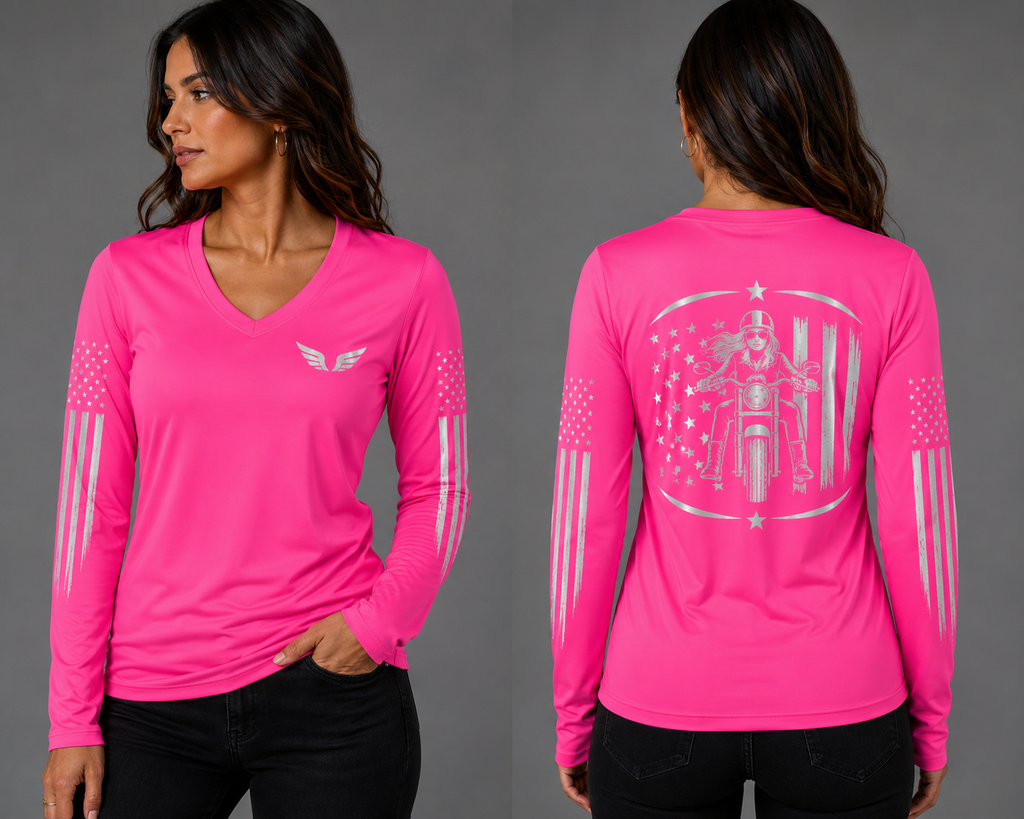 Women's Long Sleeve Reflective Tee - American Thunder