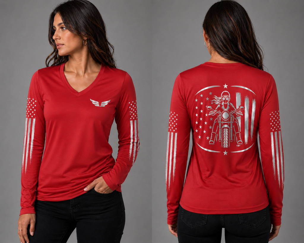 Women's Long Sleeve Reflective Tee - American Thunder