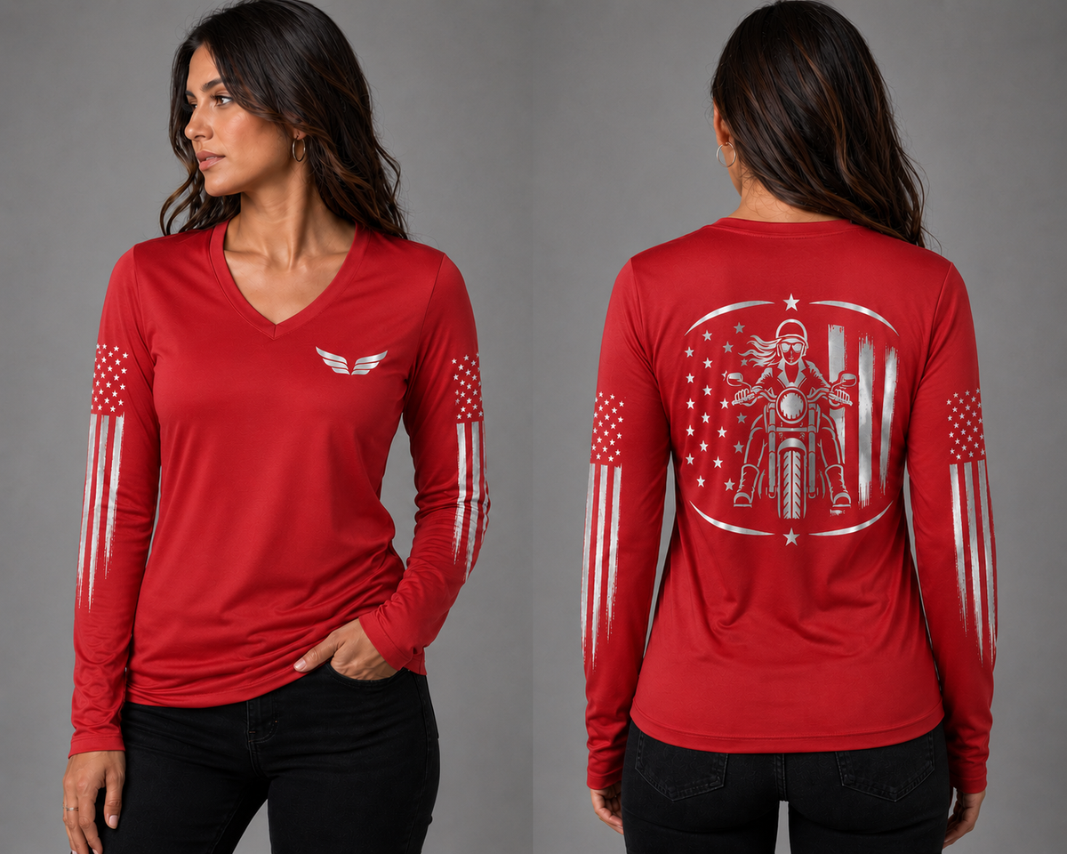 Women's Long Sleeve Reflective Tee - American Thunder