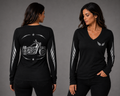 Ride Bold black long sleeve reflective tee - front and back with model