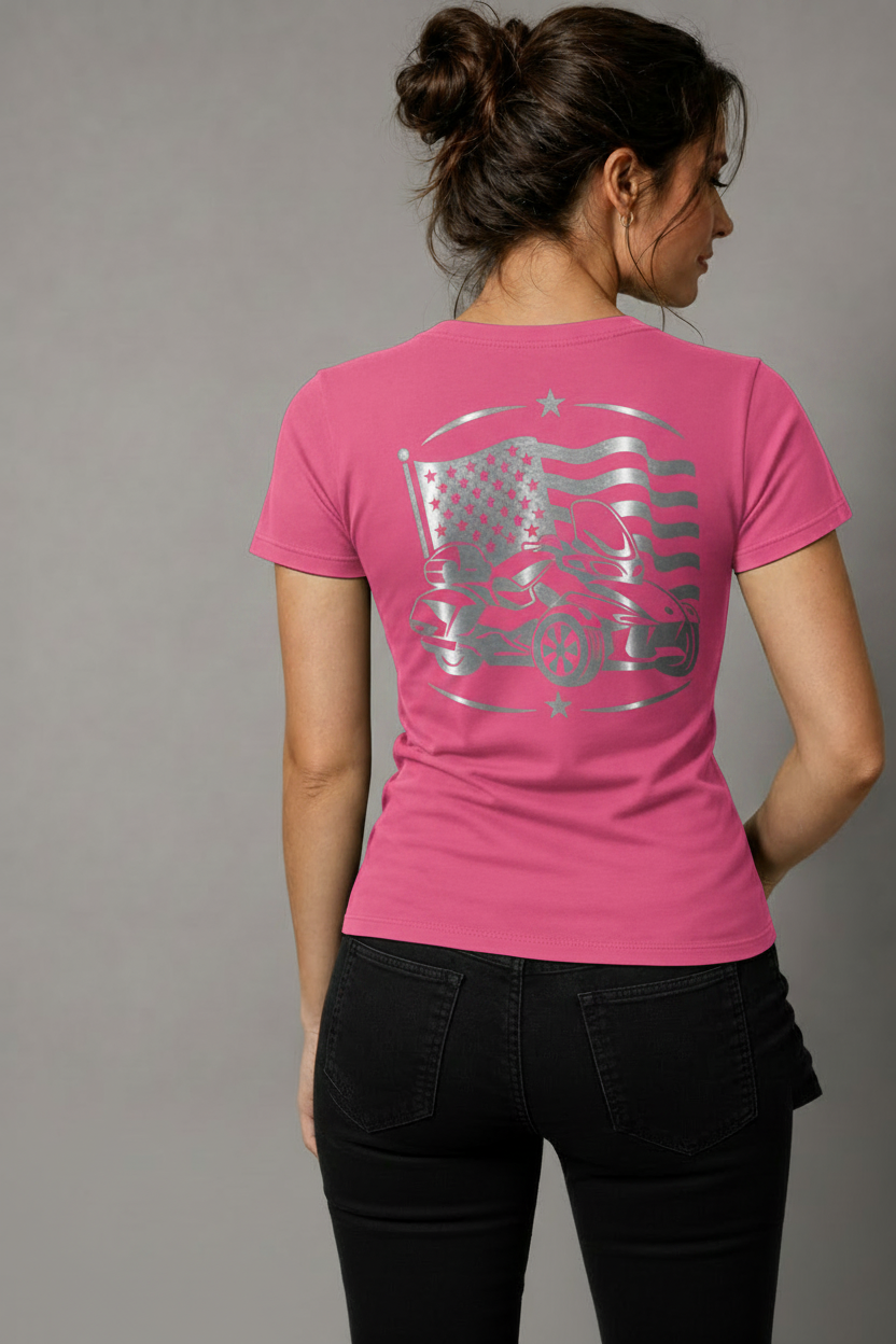 Three Wheel Freedom Reflective Women's V-Neck Tee