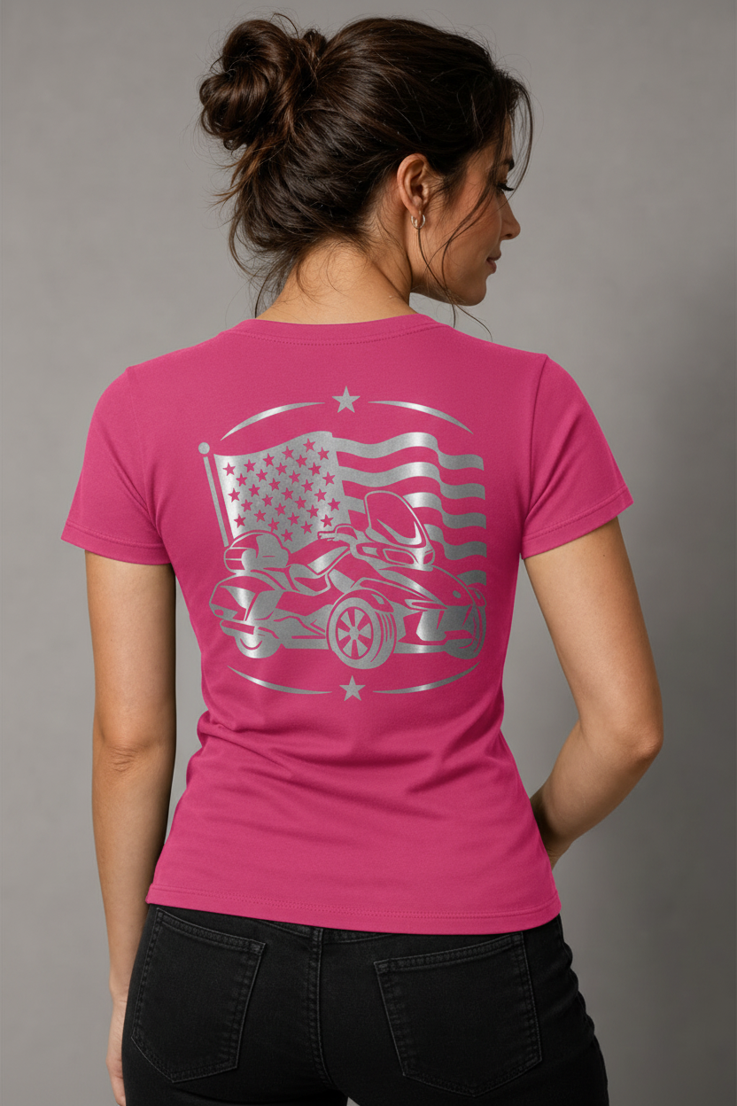Three Wheel Freedom Reflective Women's V-Neck Tee