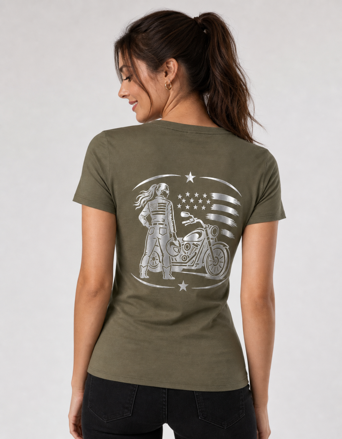 Freedom Machine Reflective Women's V-Neck Tee