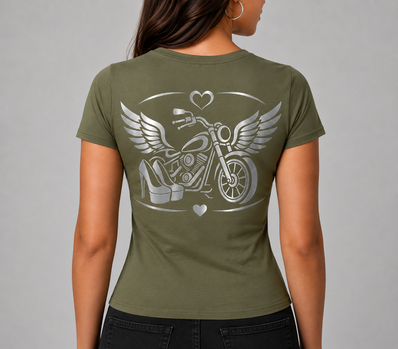 Steel Wings Reflective Women's V-Neck Tee